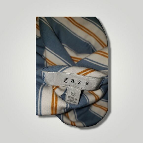 Gaze Women's Spaghetti Strap Snap Blue Vertical Stripe Bodysuit Size XS - Picture 7 of 8